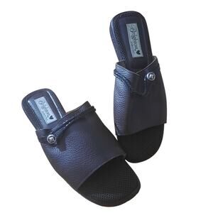 Brighton Womens Open Toe Brown Slide Sandals Made in Italy Size 8